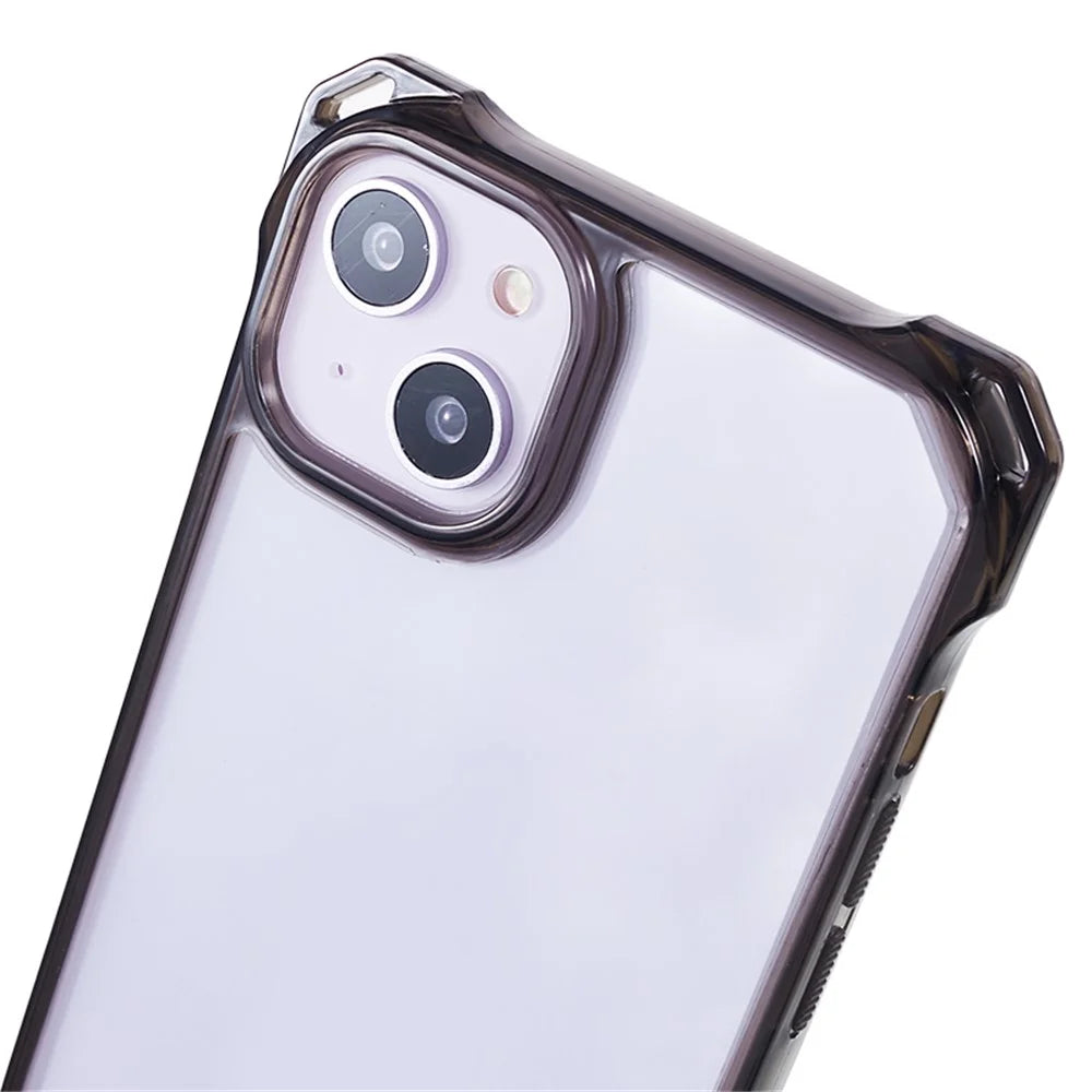 For iPhone 14 / 13 Clear Phone Case Acrylic+TPU Four Corner Anti Drop Cover with Lanyard - Black Frame - 5