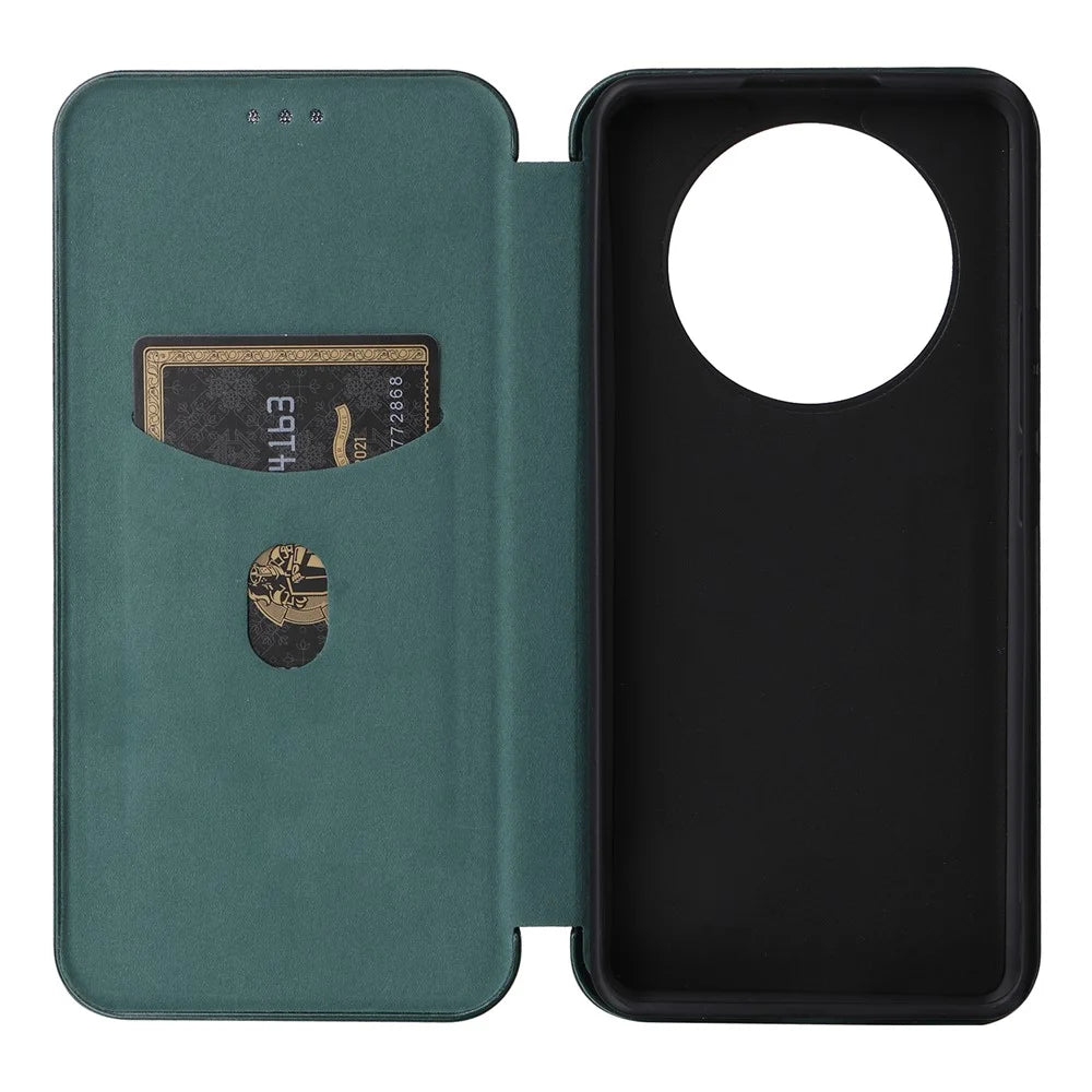 Leather Phone Case for Realme 11 Pro 5G / 11 Pro+ 5G Card Holder Carbon Fiber Texture Stand Cover - Green - 5