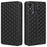 For ZTE Blade A53 / A53+ Rhombus Imprinted Shell PU Leather Stand Case Drop Resistant Phone Cover - Black - 1