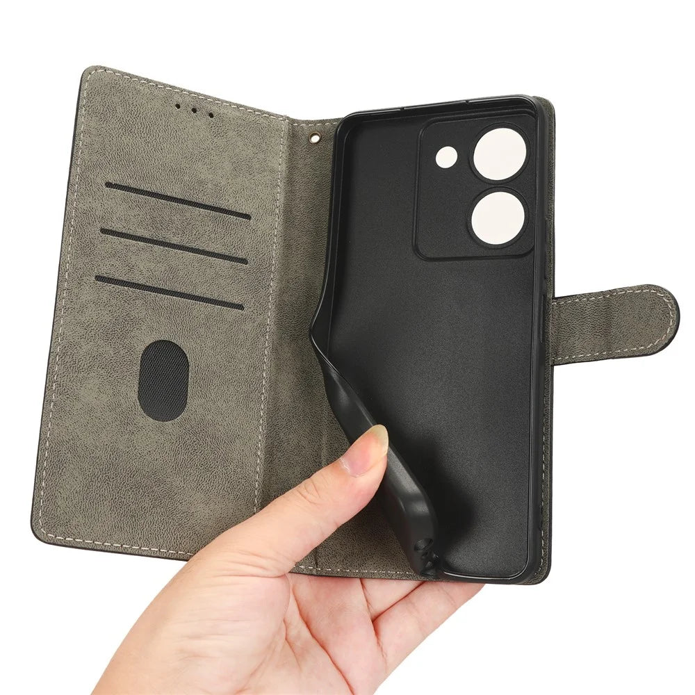 For vivo Y36 4G (Global) / Y36 5G (Global) / Y78 5G (China) / Y78m 5G / Y27 5G / Y27s 4G / Y77t 5G / Y78 5G RFID Blocking Wallet Case with Strap - Black - 5