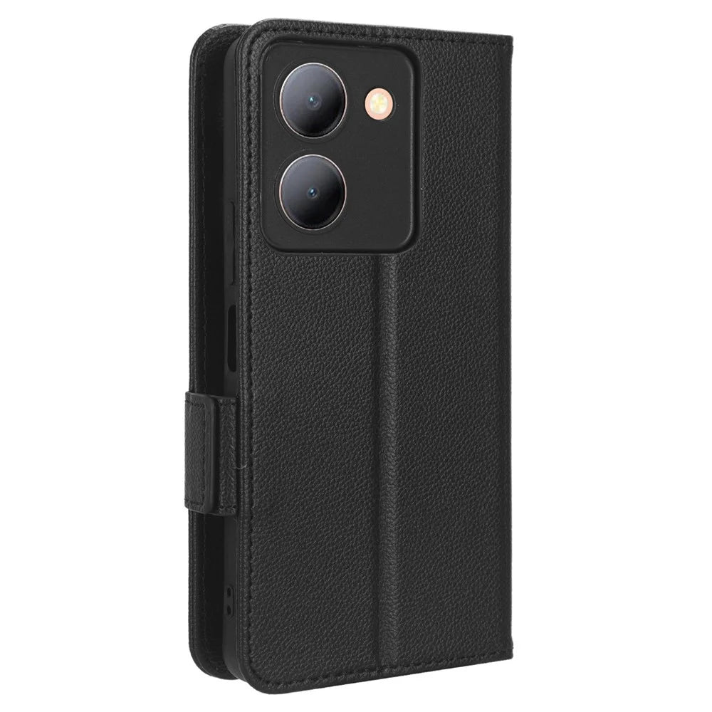 For vivo Y36 4G (Global) / Y36 5G (Global) / Y78 5G (China) / Y78m 5G / Y27 5G / Y27s 4G / Y77t 5G / Y78 5G Leather Phone Wallet Case  - Black - 7