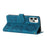 For iPhone 14 Pro Imprinted Flower Pattern Phone Case PU Leather Flip Stand Wallet Cover Shell with Strap - Blue - 4
