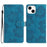 For iPhone 14 Plus PU Leather Phone Shell Wallet Cover Imprinted Flower Pattern Flip Stand Case - Blue - 1