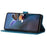 For iPhone 14 Plus PU Leather Phone Shell Wallet Cover Imprinted Flower Pattern Flip Stand Case - Blue - 3