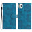 For iPhone 11 Pro Flowers Imprint Flip Stand Phone Case PU Leather Wallet Shockproof Cover - Blue - 1