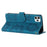 For iPhone 11 Pro Flowers Imprint Flip Stand Phone Case PU Leather Wallet Shockproof Cover - Blue - 4