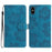 For iPhone XS Max 6.5 inch Flowers Imprint Drop-proof Shell PU Leather Wallet Flip Stand Cover - Blue - 1