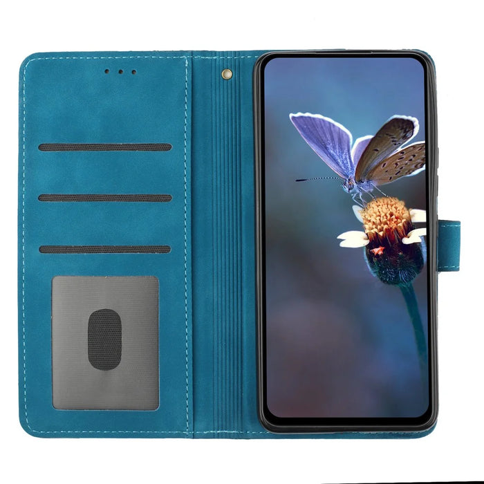 For iPhone XS Max 6.5 inch Flowers Imprint Drop-proof Shell PU Leather Wallet Flip Stand Cover - Blue - 2