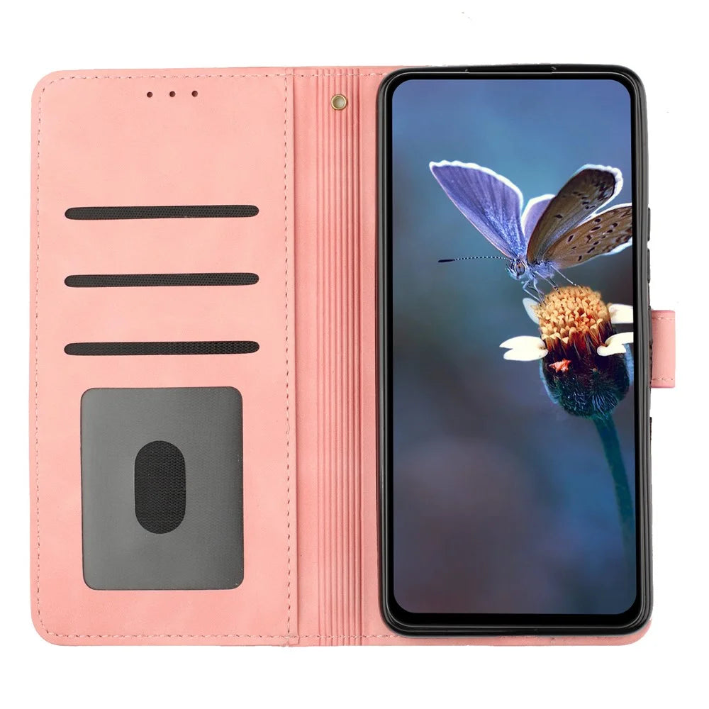 For Samsung Galaxy A52s 5G / A52 5G / 4G Full Protection Shell Flowers Imprinted Stand Wallet Leather Phone Case - Pink - 3