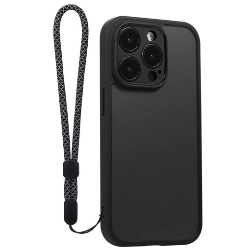 VILI M Series For iPhone 14 Pro Slim Shell Anti-Scratch Clear PC+TPU Phone Case with Wrist Strap - Black - 1
