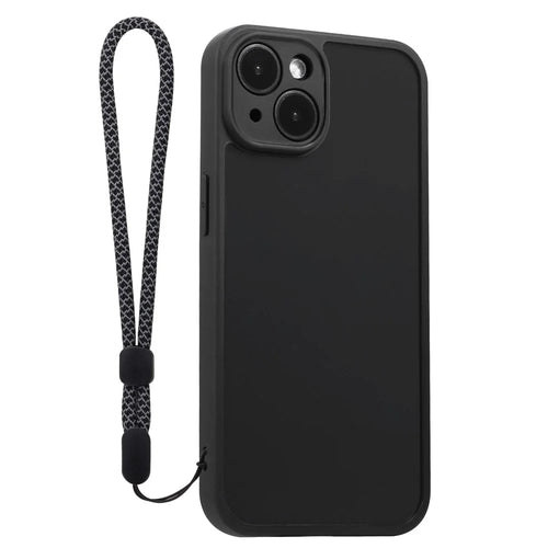 VILI M Series For iPhone 14 Plus Transparent Phone Cover PC+TPU Phone Case with Wrist Strap - Black - 1