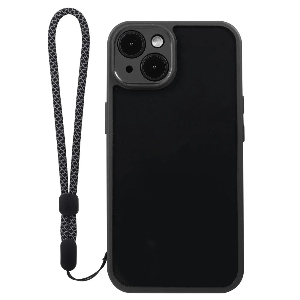 VILI M Series For iPhone 14 Plus Transparent Phone Cover PC+TPU Phone Case with Wrist Strap - Black - 5