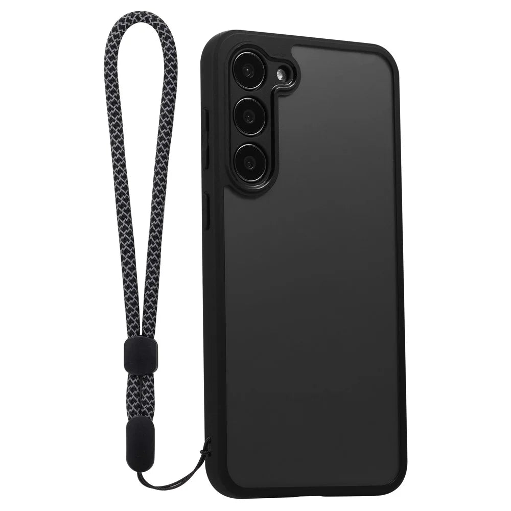 VILI M Series For Samsung Galaxy S23+ Shockproof Phone Cover Clear PC+TPU Phone Case with Wrist Strap - Black - 1