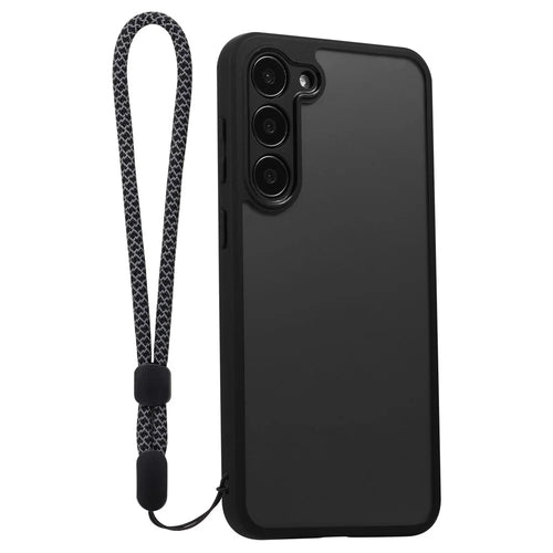 VILI M Series For Samsung Galaxy S23+ Shockproof Phone Cover Clear PC+TPU Phone Case with Wrist Strap - Black - 1