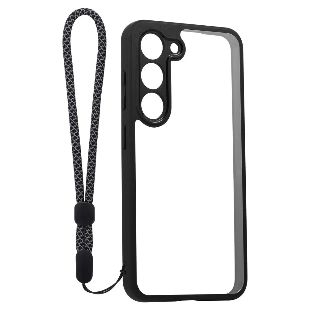 VILI M Series For Samsung Galaxy S23+ Shockproof Phone Cover Clear PC+TPU Phone Case with Wrist Strap - Black - 2