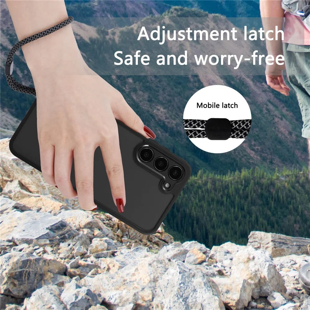 VILI M Series For Samsung Galaxy S23+ Shockproof Phone Cover Clear PC+TPU Phone Case with Wrist Strap - Black - 3