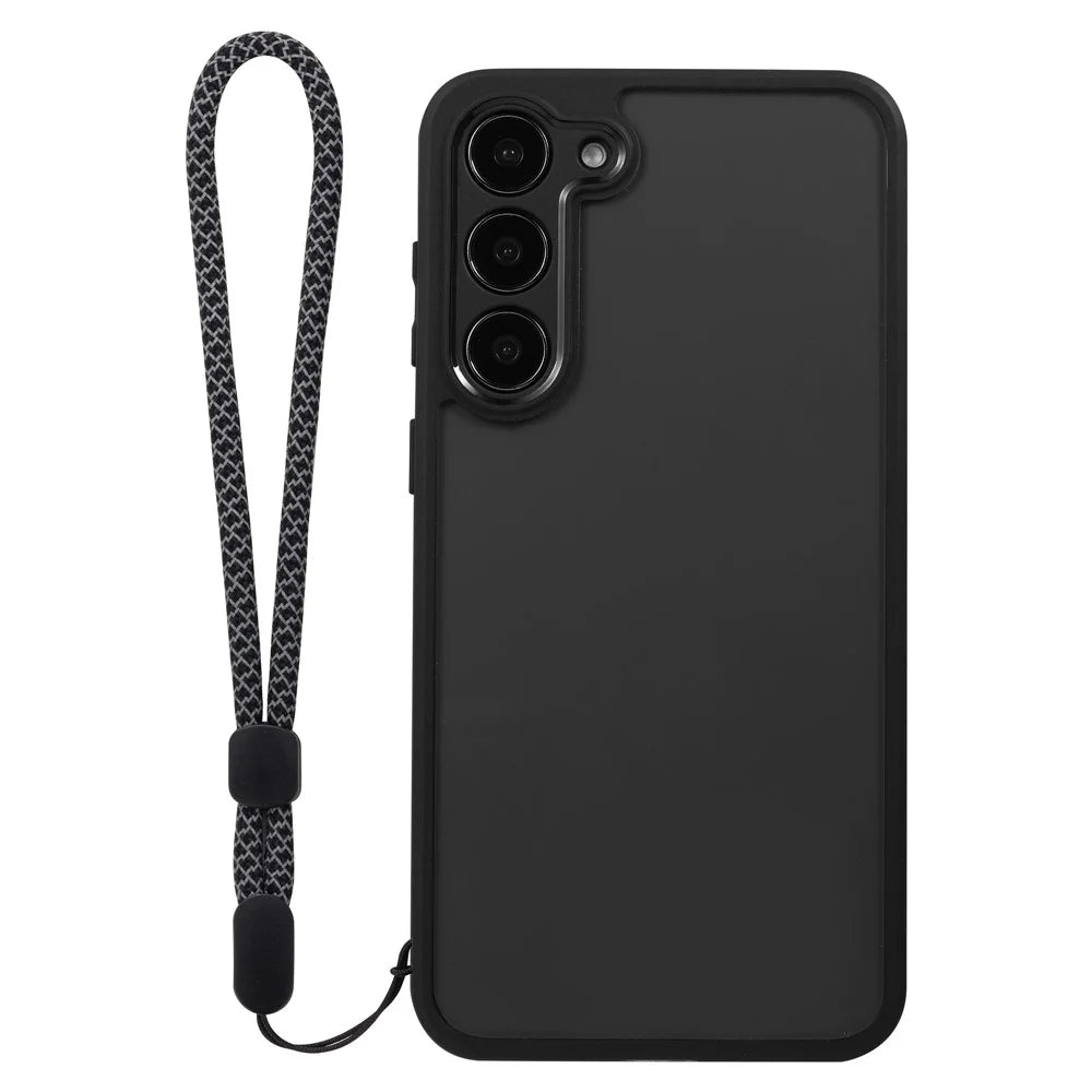 VILI M Series For Samsung Galaxy S23+ Shockproof Phone Cover Clear PC+TPU Phone Case with Wrist Strap - Black - 4