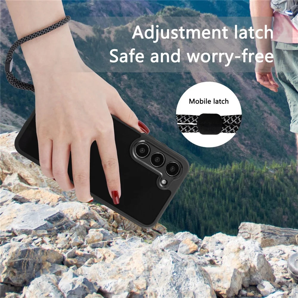 VILI M Series PC+TPU Phone Case For Samsung Galaxy S23 , Anti-Scratch Clear Cover with Wrist Strap - Black - 3