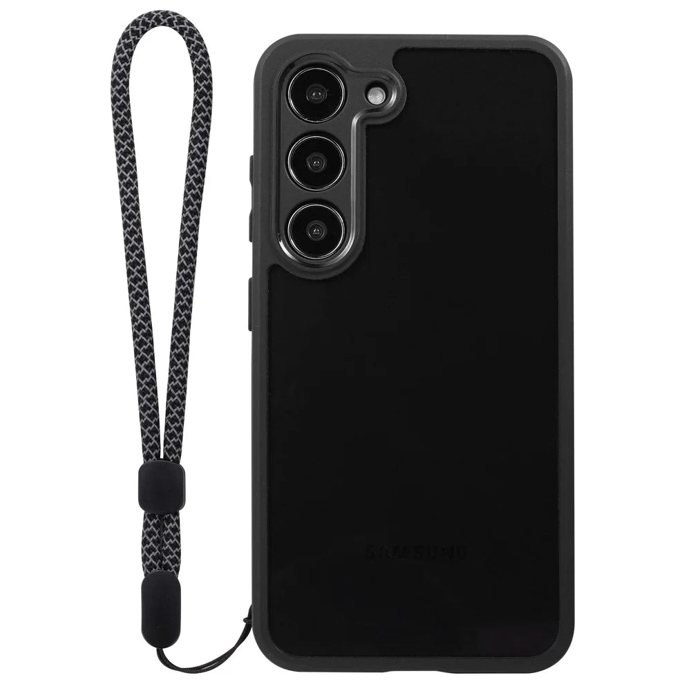 VILI M Series PC+TPU Phone Case For Samsung Galaxy S23 , Anti-Scratch Clear Cover with Wrist Strap - Black - 5