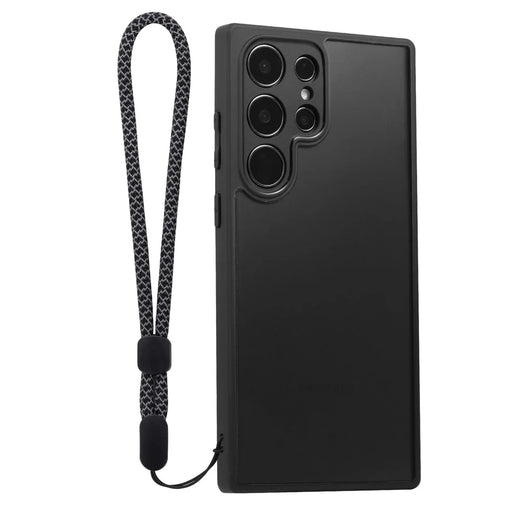 VILI M Series For Samsung Galaxy S23 Ultra Anti-Scratch PC+TPU Phone Case Clear Cover with Wrist Strap - Black - 1
