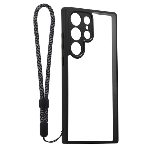 VILI M Series For Samsung Galaxy S23 Ultra Anti-Scratch PC+TPU Phone Case Clear Cover with Wrist Strap - Black - 2