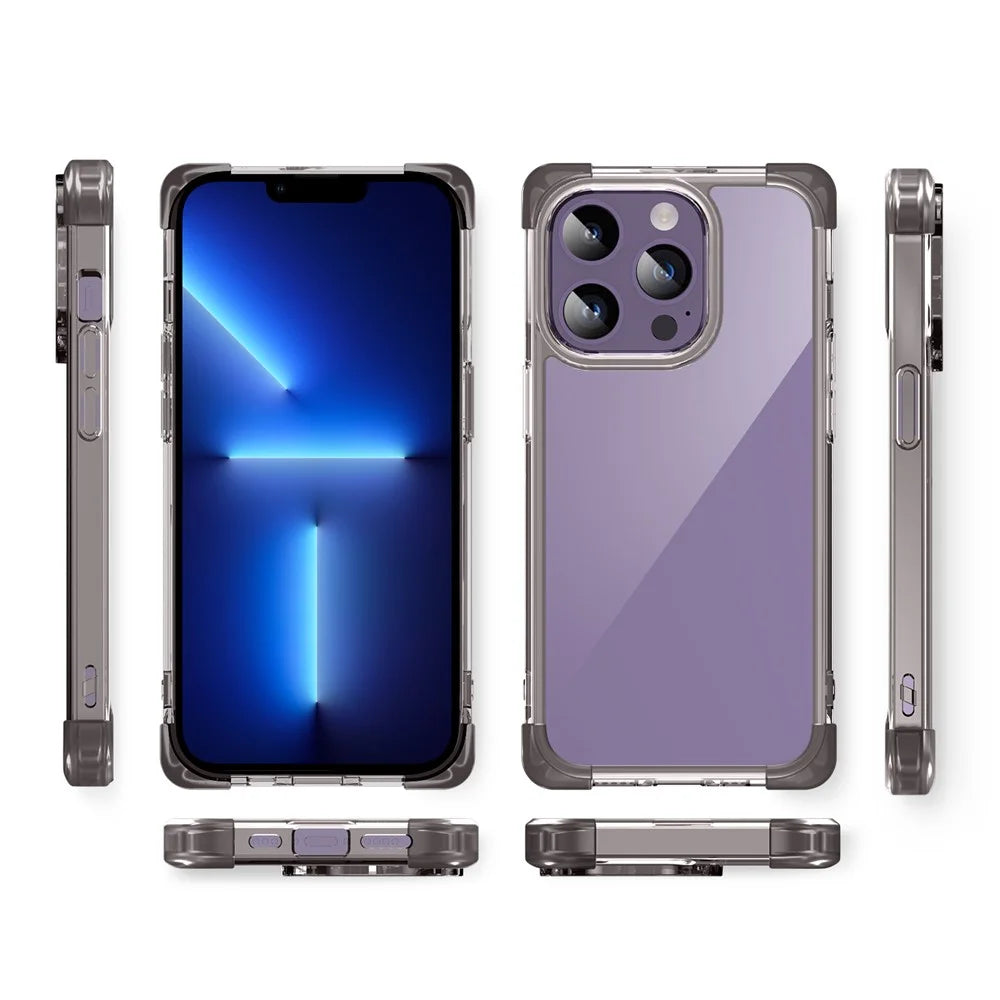 For iPhone 13 Pro Max 6.7 inch Slim Case Four Corner Matte Drop-proof Cover TPU+Acrylic Phone Case - Black - 7