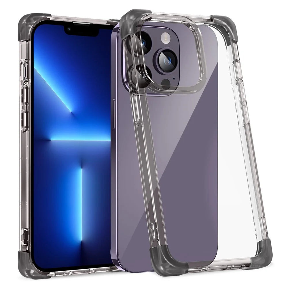 Slim Phone Case for iPhone 13 Pro 6.1 inch Shockproof Cover Four Corner Matte TPU+Acrylic Phone Case - Black - 1