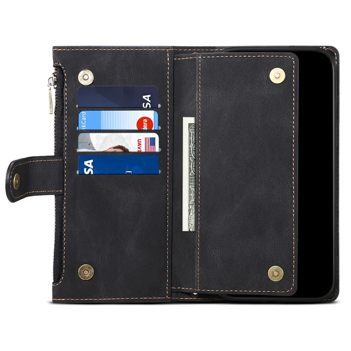 ESEBLE Star Series Leather Phone Case for Google Pixel 8 , Zipper Pocket Wallet RFID Blocking Phone Stand Cover - Black - 4