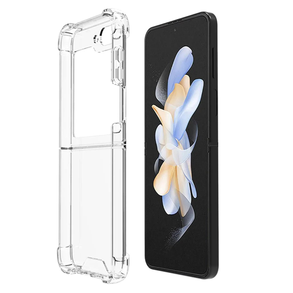 For Samsung Galaxy Z Flip5 5G Foldable Design Cell Phone Case PC+TPU HD Clear Phone Back Cover - 1