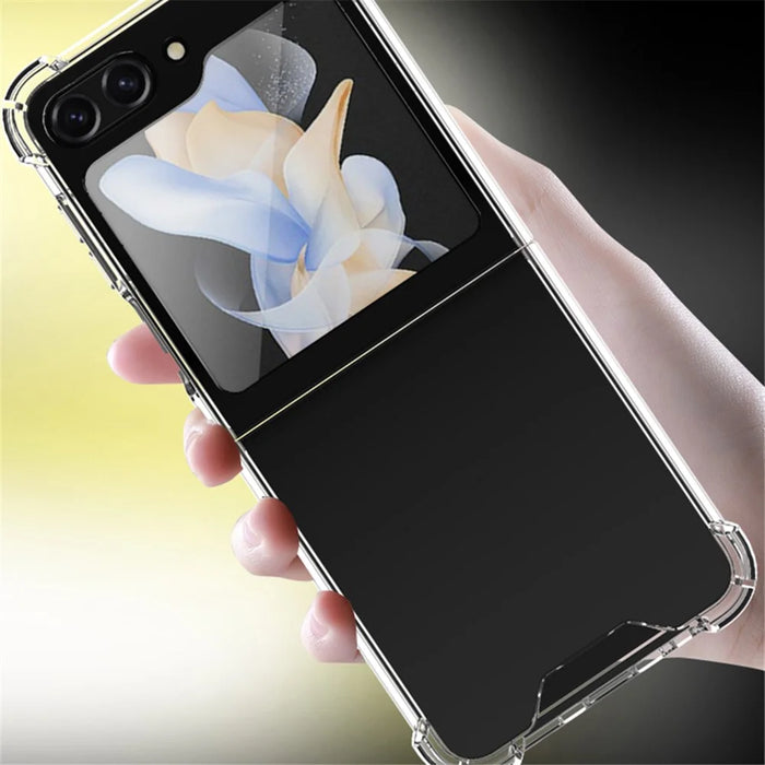 For Samsung Galaxy Z Flip5 5G Foldable Design Cell Phone Case PC+TPU HD Clear Phone Back Cover - 4