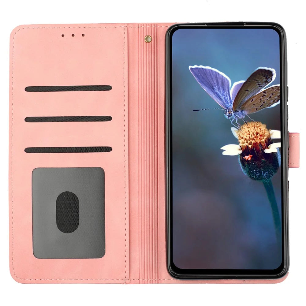 Cell Phone Cover Shell for Samsung Galaxy S21 Ultra 5G , Stand Flowers Imprinted PU Leather Wallet Case - Pink - 2