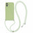 For iPhone 11 TPU Case Fiber Lining Protective Phone Cover with Long Lanyard - Matcha Green - 1