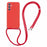 For Samsung Galaxy A54 5G TPU Case Fiber Lining Rubberized Cover with Long Lanyard - Red - 1