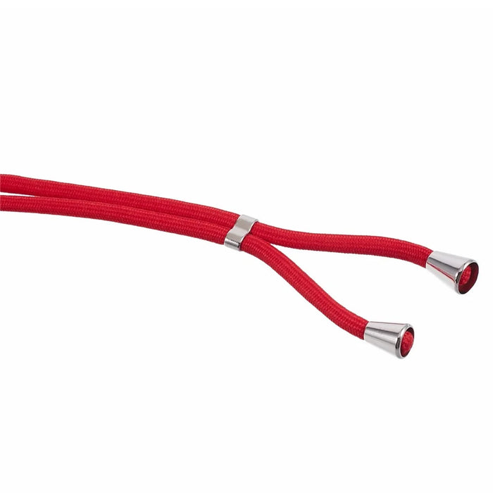 For Samsung Galaxy A14 5G / A14 4G Case Fiber Lining Rubberized TPU Cover with Long Lanyard - Red - 6