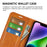 Calf Texture Leather Cover for iPhone 15 Square Magnetic Closure Stand Wallet Phone Case - Yellow - 4