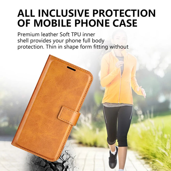 Calf Texture Leather Cover for iPhone 15 Square Magnetic Closure Stand Wallet Phone Case - Yellow - 6