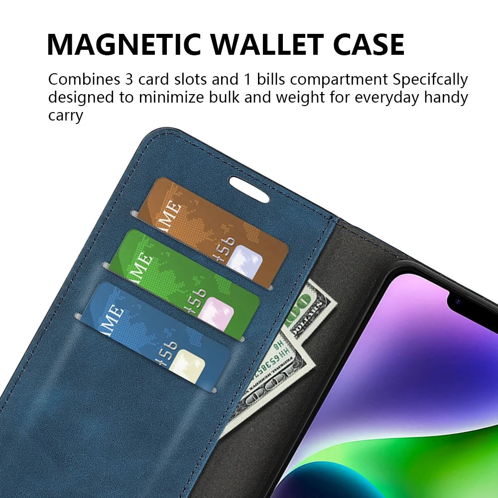 For iPhone 15 Scratch Resistant PU Leather Wallet Flip Case Skin-touch Stand Cover - Blue - 4