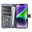 For iPhone 15 Dual-color Splicing Magnetic Clasp PU Leather Wallet Phone Cover Drop-proof Case - Blue - 2