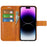 For iPhone 15 Pro Max Calf Texture Leather Cover Square Magnetic Closure Stand Wallet Phone Case - Yellow - 2