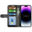 For iPhone 15 Pro PU Leather Stand Phone Case Crazy Horse Texture Wallet Folio Flip Cover - Black - 2