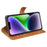 For iPhone 15 Plus Square Magnetic Closure Shell Calf Texture Leather Cover Stand Wallet Phone Case - Yellow - 3