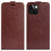 Card Slot Phone Case for iPhone 15 Plus , Anti-Scratch Vertical Flip PU Leather Cell Phone Cover - Brown - 1