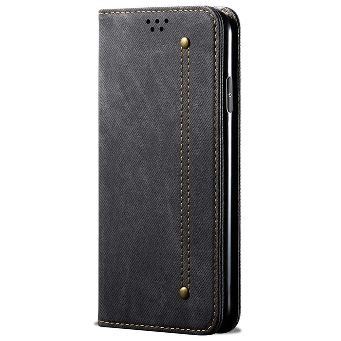 PU Leather Case for OnePlus Nord CE3 5G Stand Wallet Jeans Cloth Texture Phone Cover - Black - 5