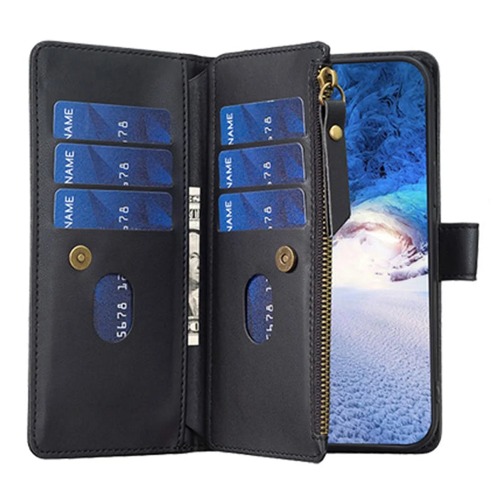 BF Style-19 Zipper Pocket Phone Case for iPhone 11 , PU Leather Stand Wallet Phone Cover - Black - 2