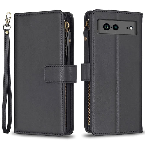 BF Style-19 for Google Pixel 7a Dustproof PU Leather Phone Case Wallet Stand Zippered Shell Cover - Black - 1