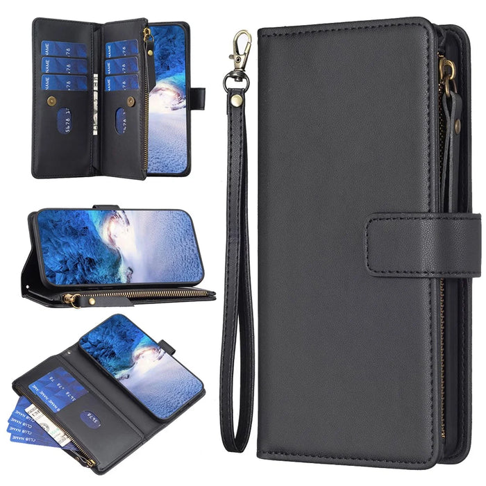 BF Style-19 for Google Pixel 7a Dustproof PU Leather Phone Case Wallet Stand Zippered Shell Cover - Black - 5