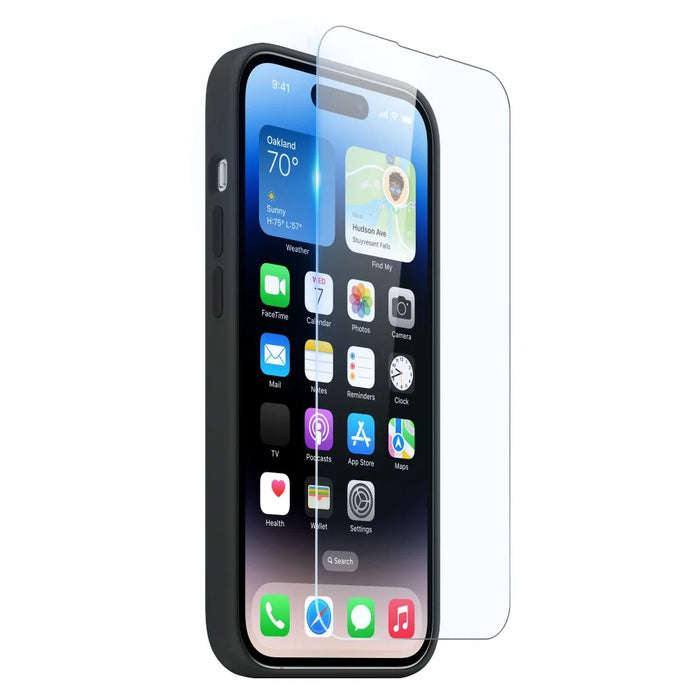 NORTHJO For iPhone 14 Pro Magnetic Silicone Phone Case with Tempered Glass Film+Camera Lens Protector - Black - 3