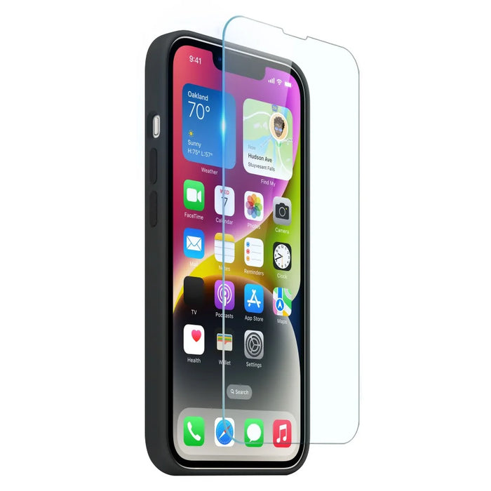 NORTHJO For iPhone 14 Plus Soft Touch Silicone Magnetic Phone Case with Tempered Glass Film+Camera Lens Protector - Black - 3