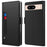 Card Holder Phone Case for Google Pixel 8 , Mirror Design PU Leather Stand Phone Cover - Black - 1