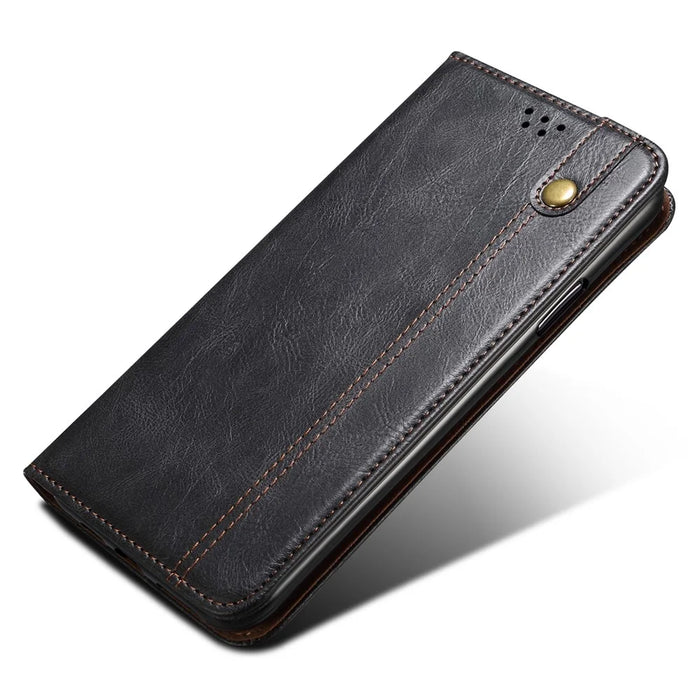 For OnePlus Nord CE3 5G Leather Case Waxy Crazy Horse Texture Stand Wallet Phone Cover - Black - 5